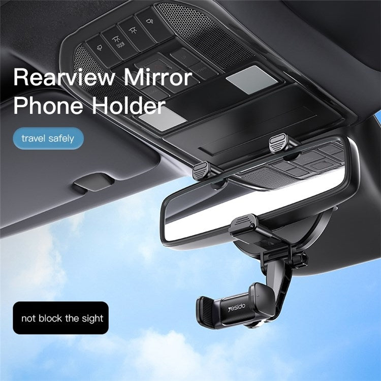 YESIDO Universal Rear View Mirror Phone Holder Mount 360 Degree Rotatable Cell Phone Clip for Car